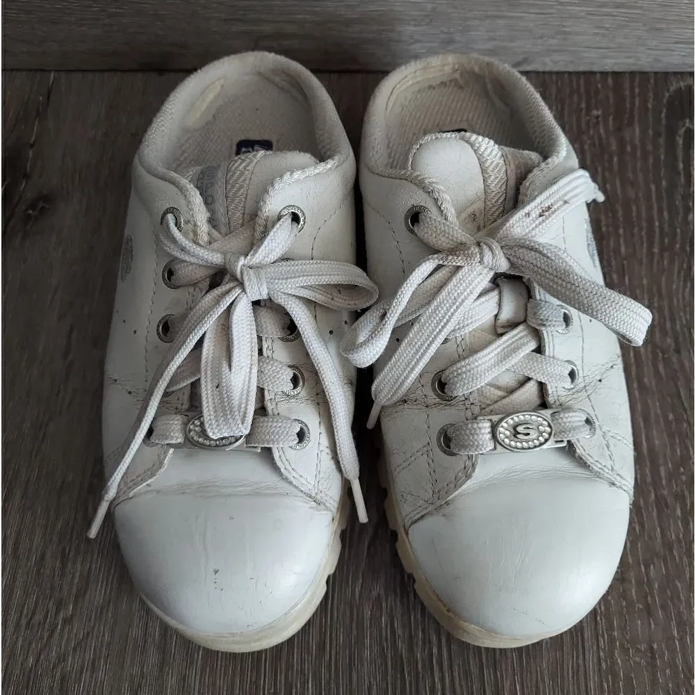 Vintage Y2K Skechers Chunky Platform Mules White Rhinestone Slip-on Sneaker 6